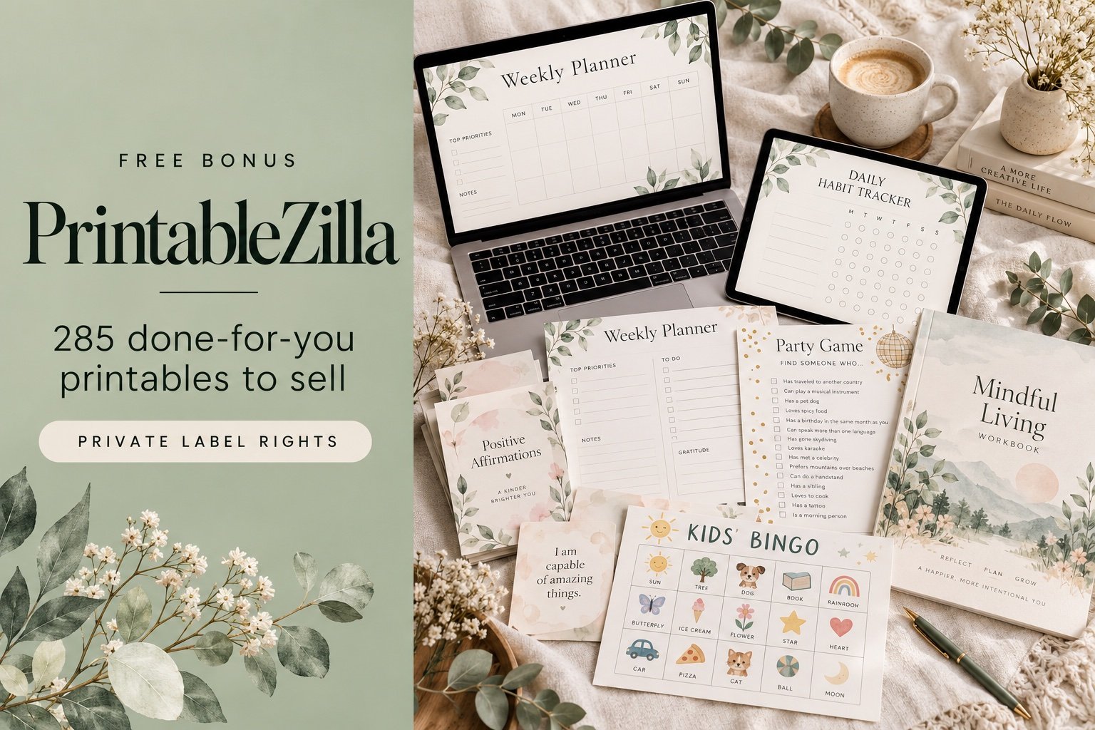 PrintableZilla printables, free with Party Invite Profit Studio
